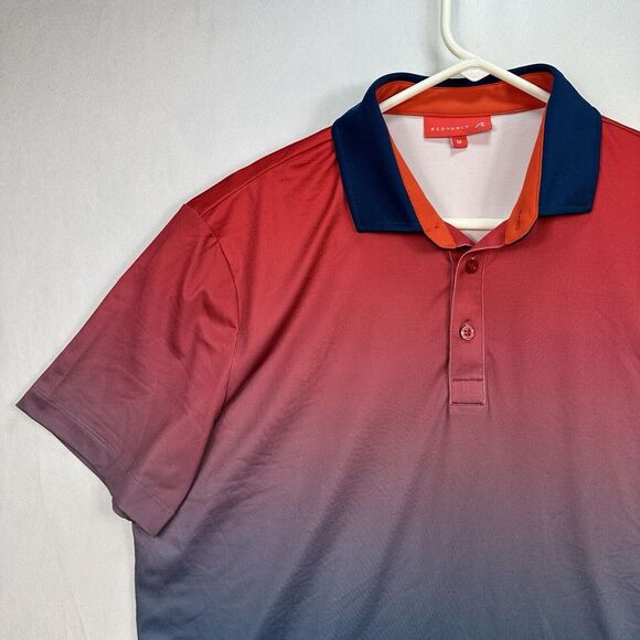 Redvanly Golf Polo Mens‎ Medium Devon Rio Ombre Red Blue Stretch Short Sleeve - Picture 5 of 11